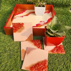 Resin art work tray and coasters